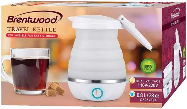 Alt view image 6 of 6 - Brentwood Appliances KT-1508W .85-Quart Dual-Voltage Collapsible Travel Kettle (White)