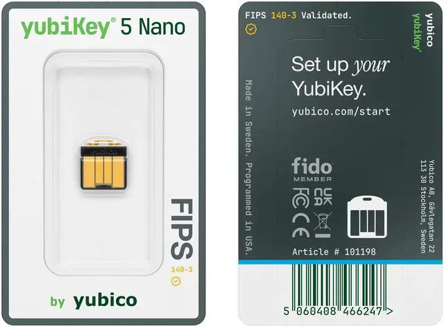 Alt view image 6 of 7 - Yubico YubiKey 5 Nano FIPS (140-3) Multi-Factor Authentication (MFA)
