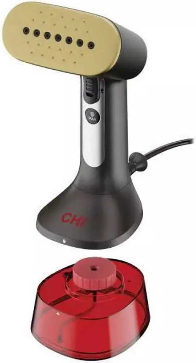 Alt view image 2 of 6 - chi handheld garment steamer for clothes 2 continuous steam modes, full-size 300 ml capacity water tank, ergonomic handle, 1600 watts, 10 cord, red (11590)