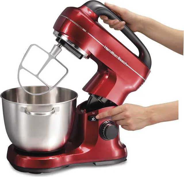 Alt view image 5 of 10 - Hamilton Beach 63395 7 Speed Stand Mixer, Metalic Red