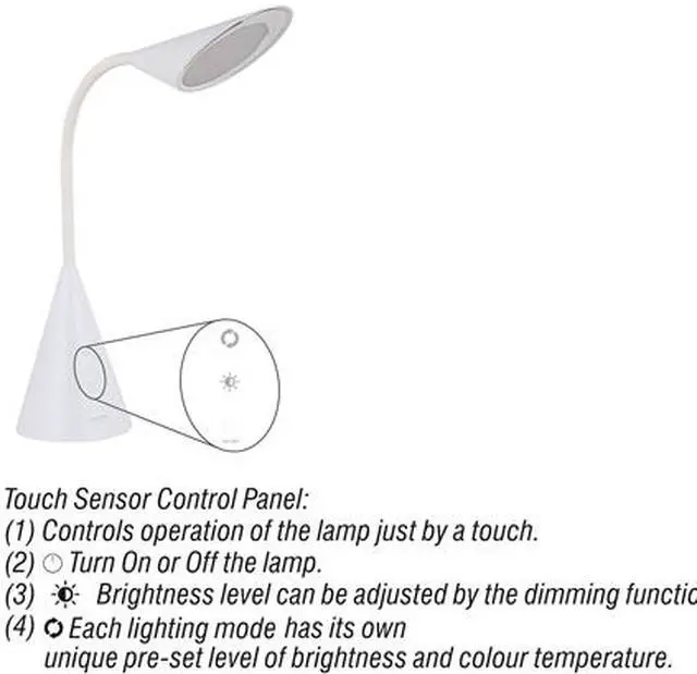 Alt view image 5 of 7 - LED Desk Lamp, Eye-caring Table Light with Touch Control, Reading Lamp with Natural Light- 8W and White