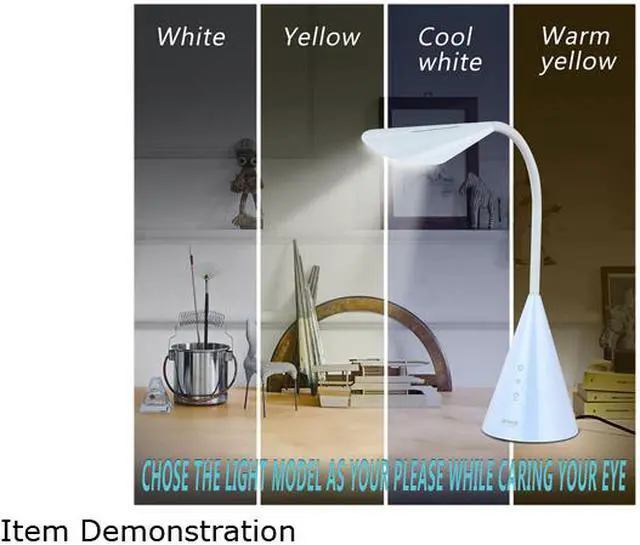 Alt view image 2 of 7 - LED Desk Lamp, Eye-caring Table Light with Touch Control, Reading Lamp with Natural Light- 8W and White