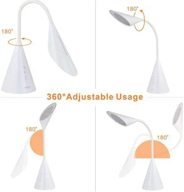 Alt view image 6 of 7 - LED Desk Lamp, Eye-caring Table Light with Touch Control, Reading Lamp with Natural Light- 8W and White