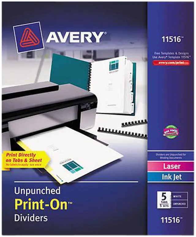 Main image of Avery Customizable Print-On Dividers 5-Tab Letter 5 Sets 11516
