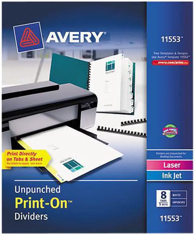 Main image of Avery Customizable Print-On Dividers 8-Tab Letter 5 Sets 11553