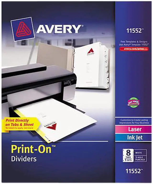 Main image of Avery Customizable Print-on Dividers, 8-Tab, Letter, 5 Sets 11552