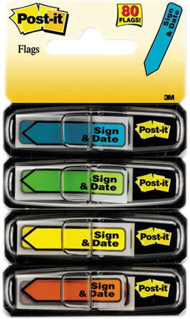 Main image of Post-it Assorted Color Sign & Date Flags - 6 ST/BX