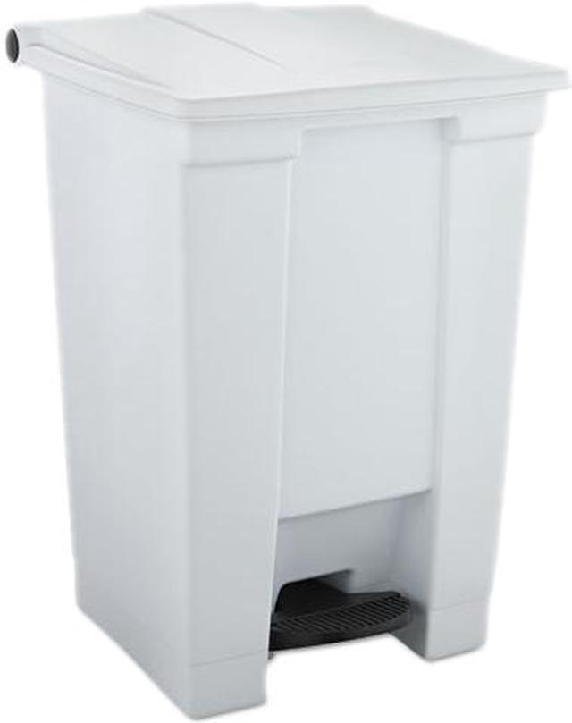 Indoor Utility Step-On Waste Container, Square, Plastic, 12gal, White Indoor Utility Step-On Waste Container, Square, Plastic, 12gal, White
