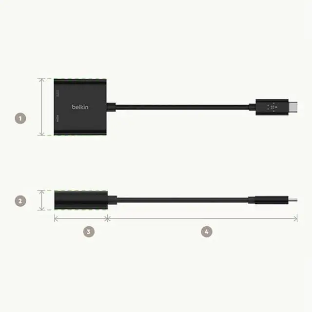 Alt view image 3 of 7 - Belkin USB-C to HDMI Adapter W/ USB-C Charge Adapter, 4K UHD Video Passthrough, Up to 60W Power Output, Compatible with All your USB-C Devices
