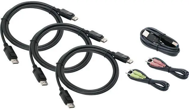 Main image of IOGEAR G2L9302U 4K Triple View DisplayPort Cable Kit with USB and Audio (TAA)