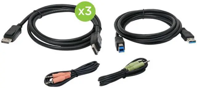 Alt view image 2 of 2 - IOGEAR G2L9302U 4K Triple View DisplayPort Cable Kit with USB and Audio (TAA)