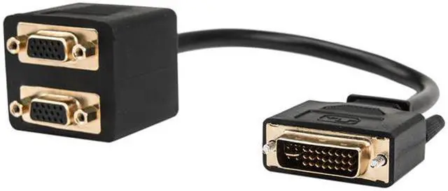 Alt view image 2 of 6 - Rocstor 1 ft DVI-I Analog to 2x VGA Video Splitter Cable - M/F