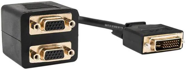 Alt view image 3 of 6 - Rocstor 1 ft DVI-I Analog to 2x VGA Video Splitter Cable - M/F