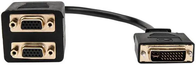 Alt view image 4 of 6 - Rocstor 1 ft DVI-I Analog to 2x VGA Video Splitter Cable - M/F