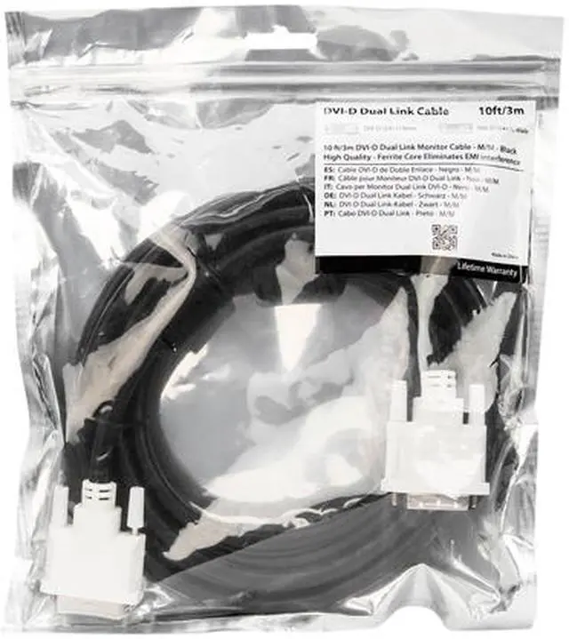 Alt view image 4 of 4 - Rocstor Y10C221-B1 Premium 10ft DVI-D Dual Link Cable - M/M - Black