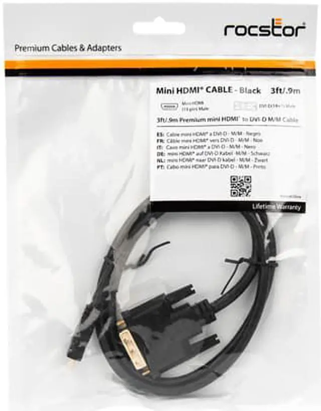 Alt view image 6 of 6 - Rocstor Premium 3ft Mini HDMI to DVI-D Cable M/M DVI/HDMI for Audio/Video Device
