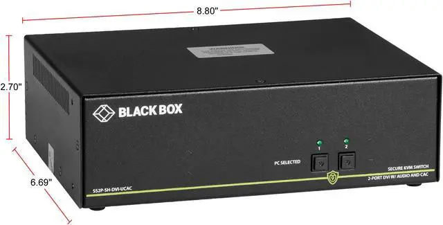 Alt view image 2 of 6 - Black Box Network Services SS2P-SH-DVI-U 2-Port Secure KVM Single-Head Switch - DVI-I & PS-2