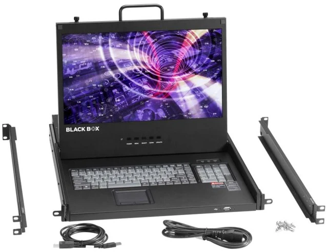 Alt view image 4 of 5 - Black Box KVM LCD Console Tray 17" Touchpad LED Backlight USB HDMI VGA - KVT617A