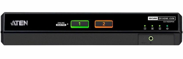 Alt view image 2 of 3 - Aten CS1182DPH4 KVM Switchbox - 5K - 5120 x 2880 - 50 Hz, 60 Hz - 4x USB - 3x HDMI - 3x DisplayPort