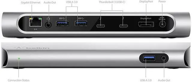 Alt view image 3 of 9 - Belkin Thunderbolt 3 Express Dock HD with 3.3-Foot Thunderbolt 3 Cable, 40 Gbps, Only Compatible with 2016 MacBook Pro