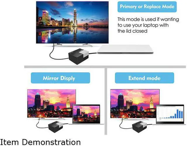 Alt view image 4 of 5 - Wavlink USB 3.0/USB C Universal Laptop Dual Monitor Display Docking Station with HDMI & DVI / VGA,6 USB Ports, Gigabit Ethernet, 2 USB charging(2.4A), Audio For Windows Mac OS, Not support Charging PC