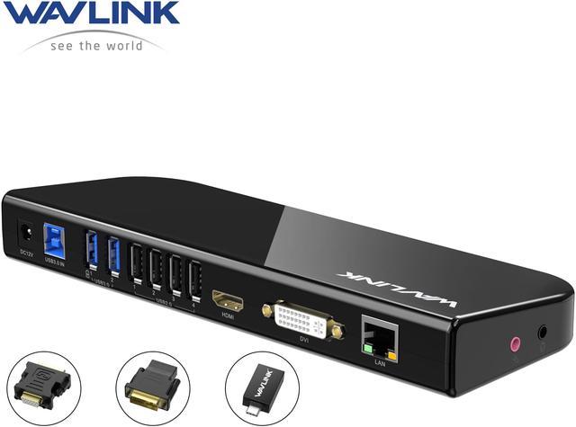 Wavlink USB 3.0 Universal Laptop Docking Station Dual Monitors DisplayLink  Dock with HDMI/DVI/VGA, Gigabit Ethernet, 6 USB Ports, Audio for M1 M2 Mac