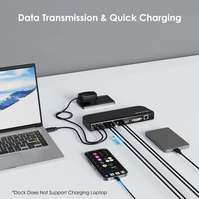 Alt view image 6 of 7 - Wavlink USB 3.0 Universal Laptop Docking Station Dual Monitors DisplayLink Dock with HDMI/DVI/VGA, Gigabit Ethernet, 6 USB Ports, Audio for M1 M2 Mac and Windows, MacOS, ChromeOS, Ubuntu 20.04, 22.04