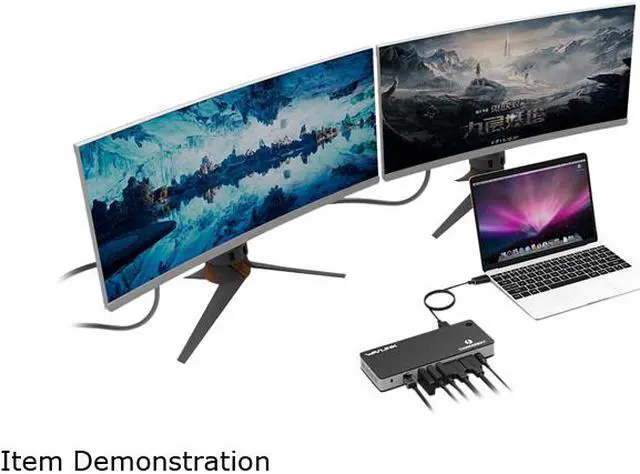 Alt view image 5 of 6 - Wavlink Thunderbolt 3 USB-C 8K Docking Station Dual 4K Docking Station 60W Charging Dual DisplayPort 1.4 USB-C 3.1, 2 x USB 3.1, 2 x USB 3.0, Gigabit Ethernet, Audio, for MacBook & Windows Laptops