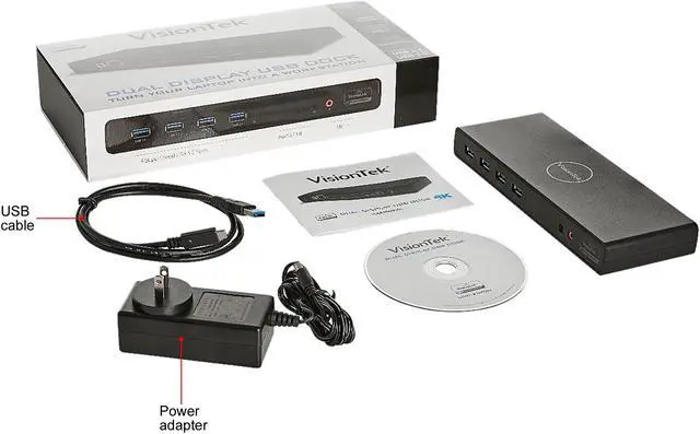 Alt view image 9 of 9 - VisionTek VT4000 Universal DUAL 4K USB Laptop Docking Station Mac & Windows