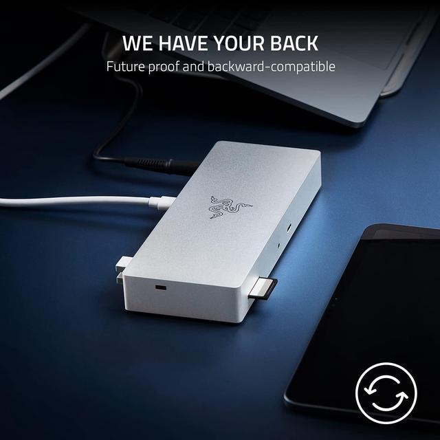 Alt view image 6 of 9 - Razer Thunderbolt 4 Dock for Mac : Thunderbolt 4 Certified - 10 Ports in One - Dual 4K or Single 8K Video – Windows, Mac, and Thunderbolt 3 Compatible - Mercury White