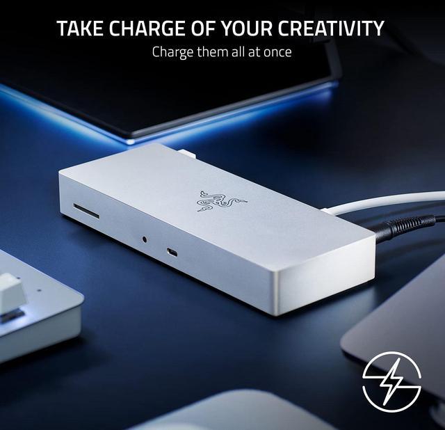 Alt view image 5 of 9 - Razer Thunderbolt 4 Dock for Mac : Thunderbolt 4 Certified - 10 Ports in One - Dual 4K or Single 8K Video – Windows, Mac, and Thunderbolt 3 Compatible - Mercury White
