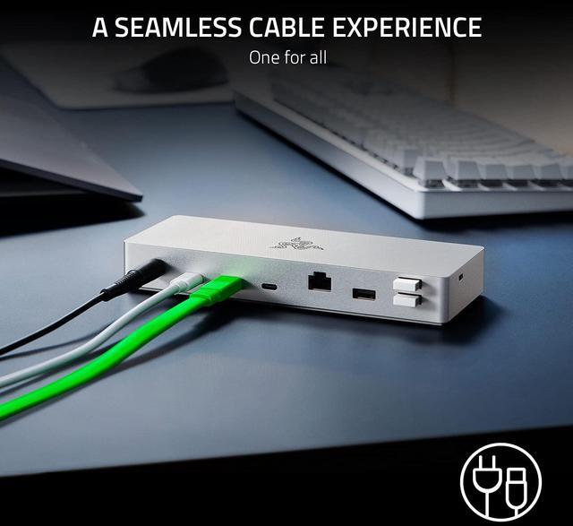 Alt view image 4 of 9 - Razer Thunderbolt 4 Dock for Mac : Thunderbolt 4 Certified - 10 Ports in One - Dual 4K or Single 8K Video – Windows, Mac, and Thunderbolt 3 Compatible - Mercury White