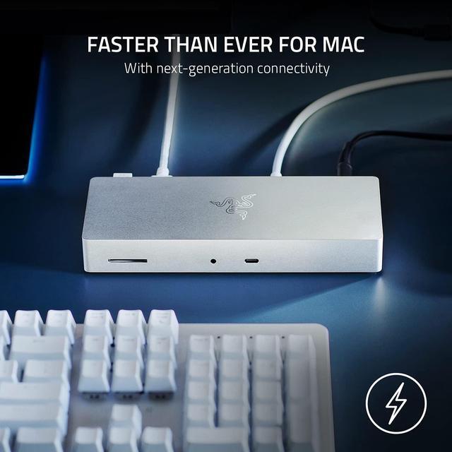 Alt view image 3 of 9 - Razer Thunderbolt 4 Dock for Mac : Thunderbolt 4 Certified - 10 Ports in One - Dual 4K or Single 8K Video – Windows, Mac, and Thunderbolt 3 Compatible - Mercury White