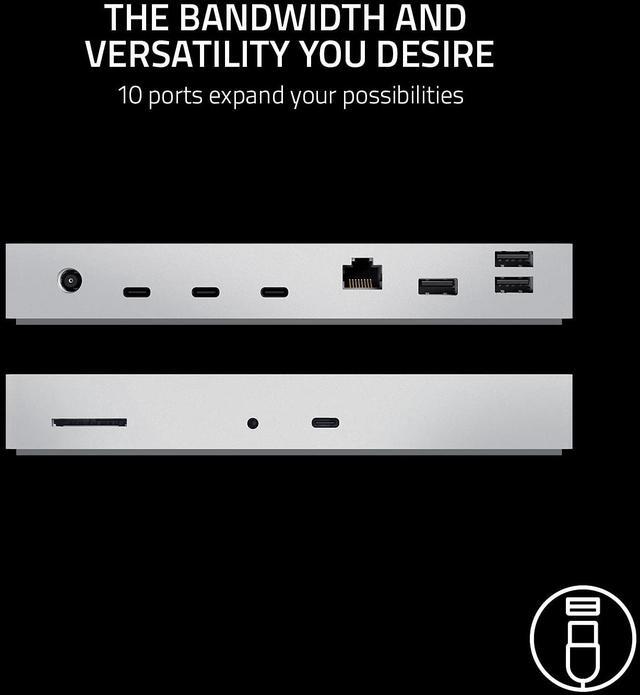 Alt view image 2 of 9 - Razer Thunderbolt 4 Dock for Mac : Thunderbolt 4 Certified - 10 Ports in One - Dual 4K or Single 8K Video – Windows, Mac, and Thunderbolt 3 Compatible - Mercury White