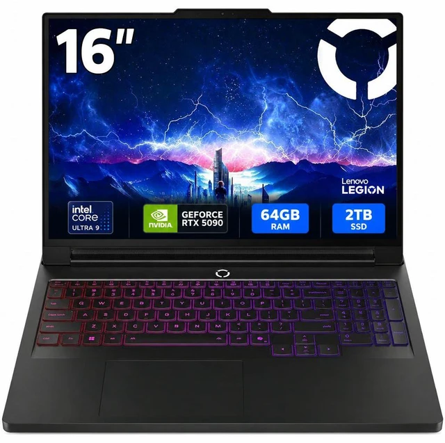 Main image of Lenovo Legion Pro 7 16IAX10H 16" Gaming Notebook - Intel Core Ultra 9 275HX - 64GB - 2TB SSD - Black - Windows 11 Pro - NVIDIA GeForce RTX 5090 with 24 GB -Webcam - IEEE 802.11be Wireless 83F5001RUS