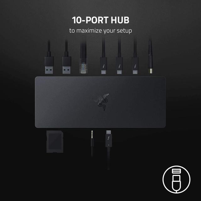 Alt view image 3 of 6 - Razer Thunderbolt 4 Dock: Thunderbolt 4 Certified - 10 Ports in One - Dual 4K or Single 8K Video Output - Future-Proof & Backward-Compatible - RGB Lighting - Chroma