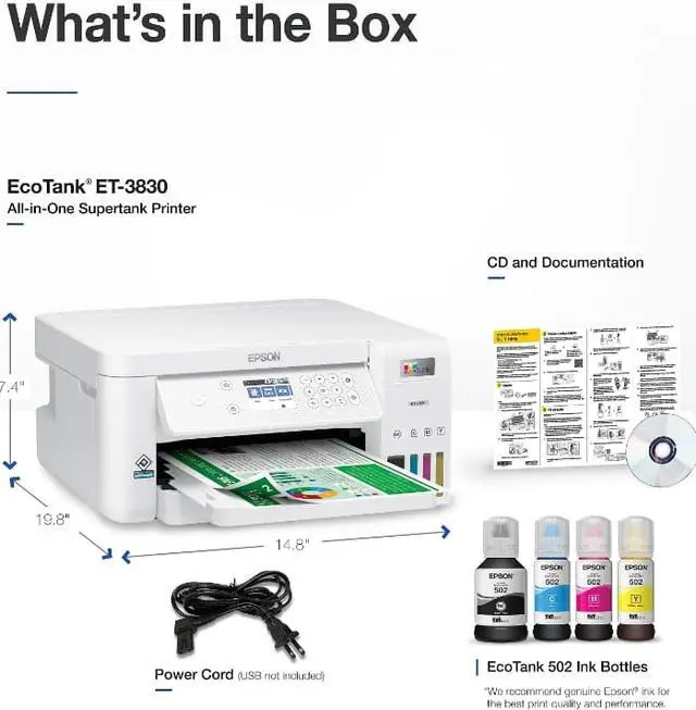 Alt view image 4 of 7 - Epson EcoTank® ET-3830 Wireless Color All-in-One Cartridge-Free Supertank Printer with Scan, Copy, Auto 2-Sided Printing and Ethernet – Home & Office