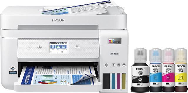 min Forstyrret afhængige Epson EcoTank® ET-4850 Wireless Inkjet Multifunction Home Office Printer -  Color - Copier/Fax/Printer/Scanner - 4800 x 1200 dpi Print - Automatic  Duplex Print - Up to 5000 Pages Monthly Inkjet Printers - Newegg.com