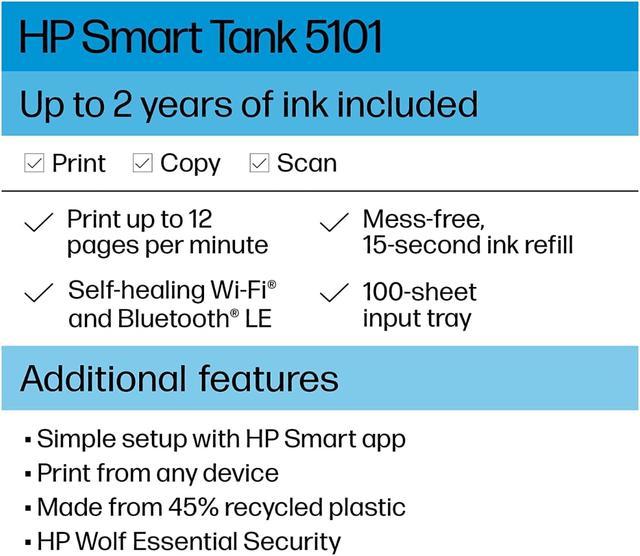 HP Smart Tank 5101 All-In-One Wireless Thermal Inkjet 1F3Y0A#B1H