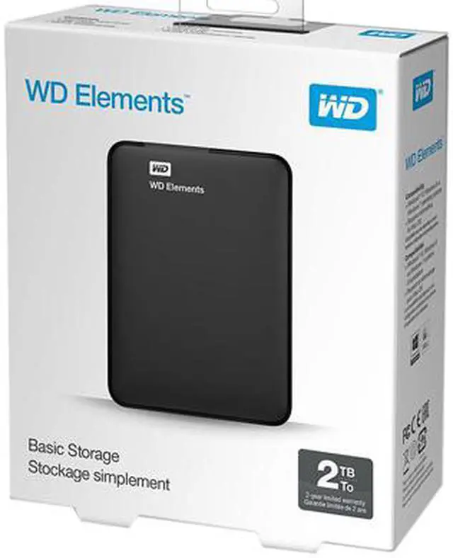 Alt view image 6 of 6 - WD 2TB Elements Portable Hard Drive USB 3.0 Model WDBU6Y0020BBK-WESN Black