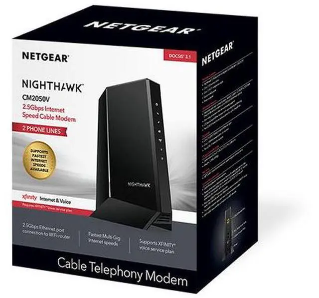 Alt view image 7 of 13 - Netgear Nighthawk CM2050V DOCSIS 3.1 Multi-Gig 2.5Gbps Cable Modem, CM2050V-100NAS