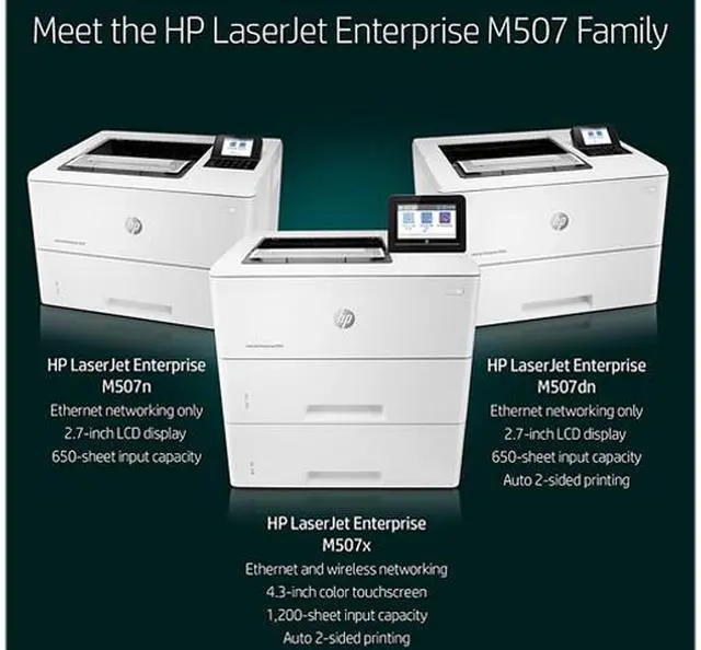 Alt view image 3 of 8 - HP LaserJet Enterprise M507n Laser Printer, Black And White Mobile Print Up to