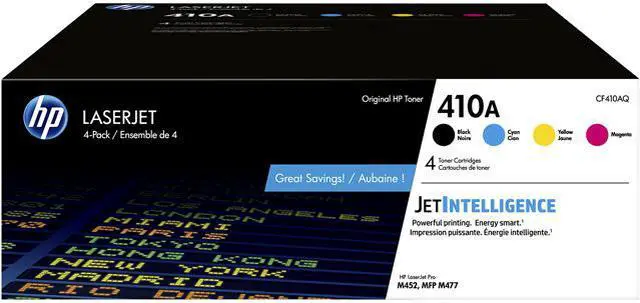 Main image of HP 410A 4-pack Black/Cyan/Magenta/Yellow Original LaserJet Toner Cartridges,