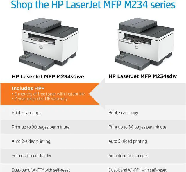 Alt view image 13 of 18 - HP LaserJet MFP M234sdwe Wireless Monochrome All-in-One Printer with built-in Ethernet & fast 2-sided printing, HP+ and bonus 6 months Instant Ink (6GX01E)