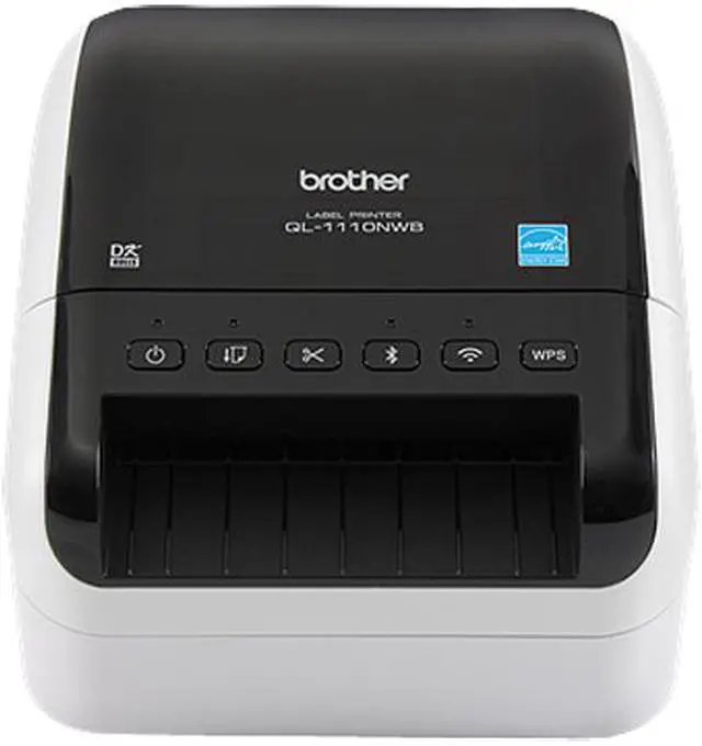 Main image of Brother QL-1110NWB 4" Wide Format, Professional Direct Thermal Label Printer, USB, USB Host, Bluetooth 2.1+EDR, Wireless (b/g/n), Ethernet, WirelessDirect, Auto Cutter - White/Black