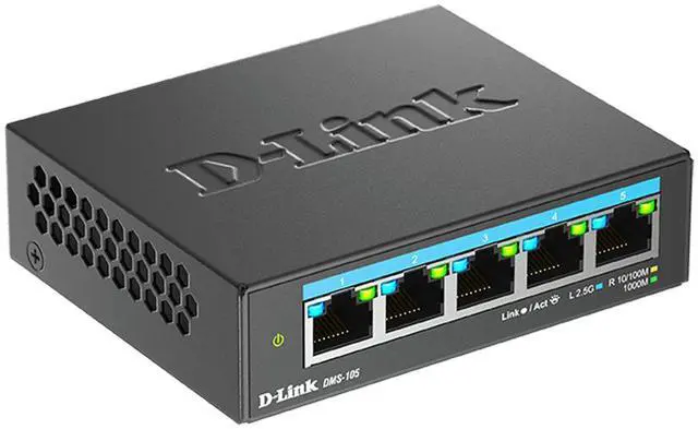 Alt view image 8 of 9 - D-Link 5-Port 2.5Gb Unmanaged Gaming Switch with 5 x 2.5Gb - Multi-Gig, Network, Fanless, Plug & Play - (DMS-105)