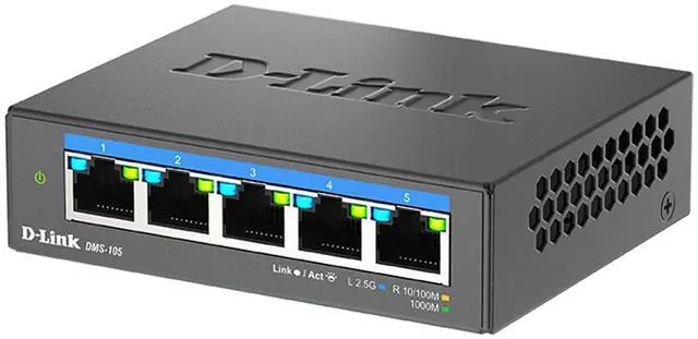Alt view image 9 of 9 - D-Link 5-Port 2.5Gb Unmanaged Gaming Switch with 5 x 2.5Gb - Multi-Gig, Network, Fanless, Plug & Play - (DMS-105)