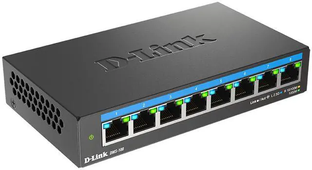 Alt view image 6 of 6 - D-Link 8-Port 2.5Gb Unmanaged Gaming Switch with 8 x 2.5G - Multi-Gig, Network, Fanless, Plug & Play - (DMS-108)