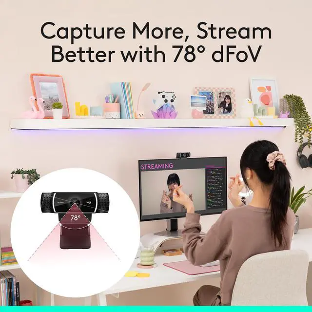 Alt view image 4 of 10 - Logitech C922 Pro Stream Webcam 1080P Camera for HD Video Streaming & Recording 720P at 60Fps with Tripod Included