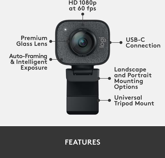 Alt view image 6 of 8 - Logitech for Creators StreamCam Premium Webcam for Streaming and Content Creation, Full HD 1080p 60 fps, Premium Glass Lens, Smart Auto-Focus, for PC/Mac – Graphite